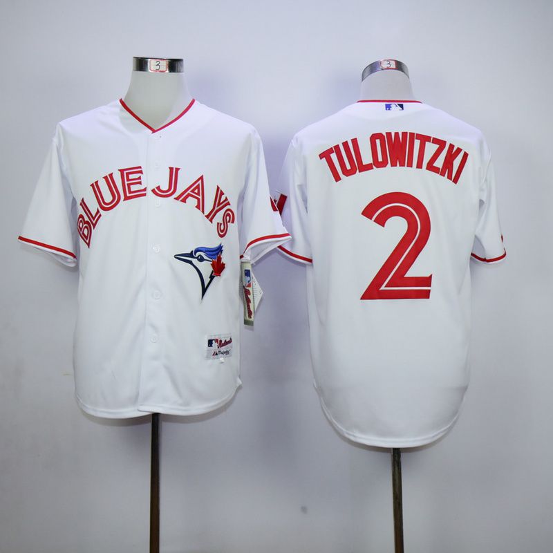 Men Toronto Blue Jays #2 Tulowitzki White red MLB Jerseys